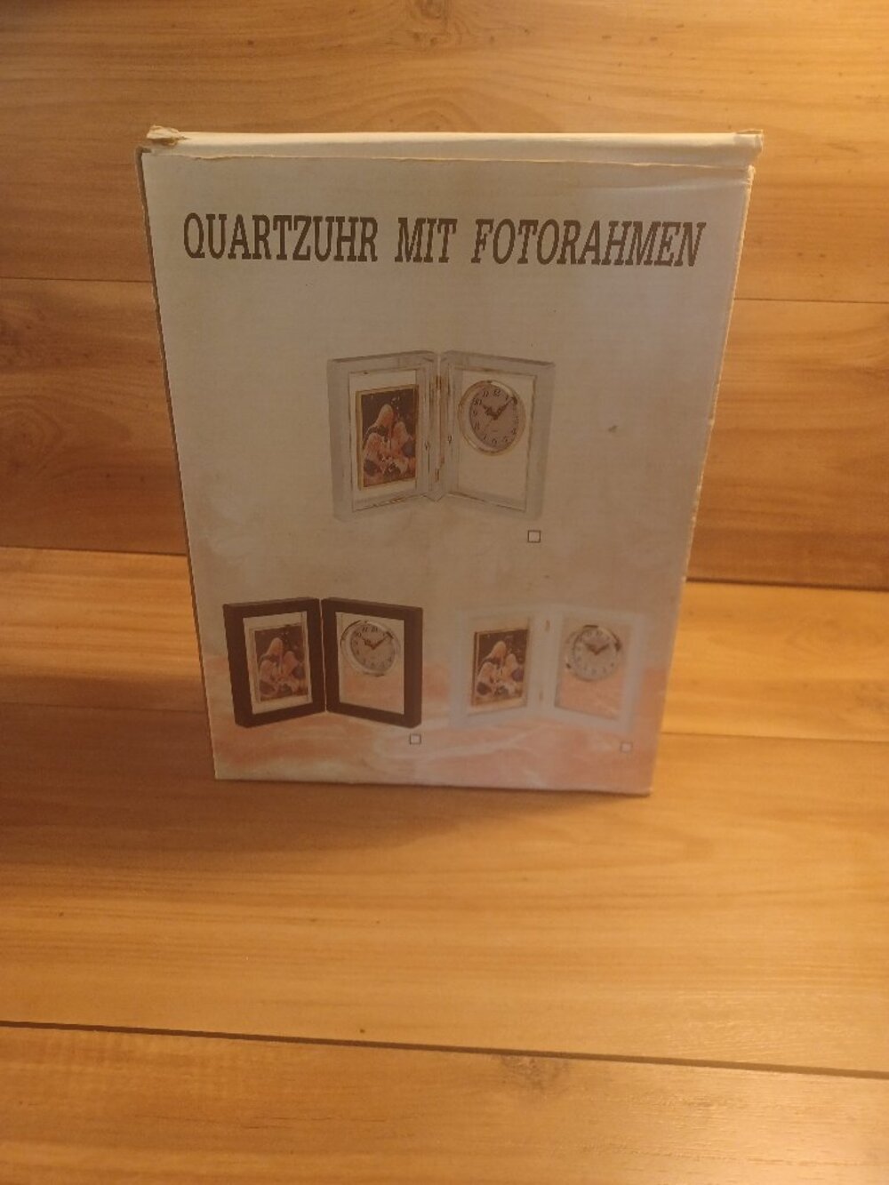 Quartz Uhr Mit Fotorhmen Golden Bifold Clock With Photo Frame New In Box